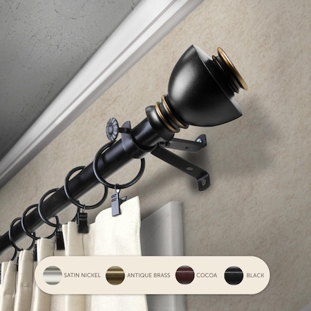 Kd 0.8125 in. Kingsly Curtain Rod with 28 to 48 in. Extension, Black KD3738940